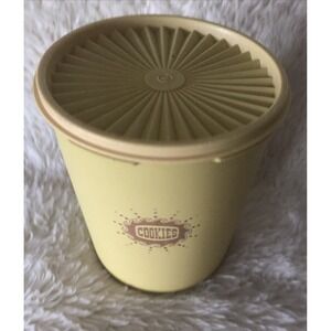 Vintage 70s Gold Tupperware Cookies Storage Container With Lid 807 Servalier